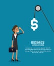 Businesswoman money cartoon icon. Vector graphic