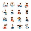 Businesswoman mother flat icons set