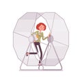 Businesswoman in a mouse wheel