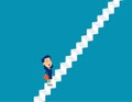 Businesswoman move up ladder. Concept cute business direction vector illustration, Kid business character design