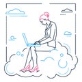 Businesswoman with a notebook - line design style illustration