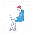Businesswoman with a notebook - line design style isolated illustration