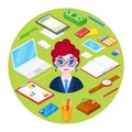 Businesswoman and office stationary