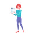 Businesswoman office worker holding notepad to do check list form business woman manager standing pose female cartoon