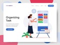 Businesswoman Organizing Task On Mobile Phone Illustration Concept. Modern flat design concept of web page design for website and
