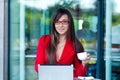 Businesswoman in outdoors cafe Royalty Free Stock Photo
