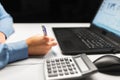 Businesswoman with papers working at night office Royalty Free Stock Photo