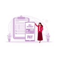 Businesswoman pay the electricity bill online. Utility Bills concept.