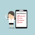 Businesswoman with performance check list. Royalty Free Stock Photo