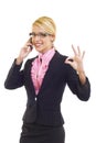 Businesswoman on the phone winning Royalty Free Stock Photo