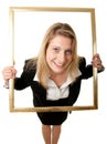 Businesswoman pictureframe wideangle Royalty Free Stock Photo