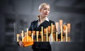 Businesswoman pointing on 3d financial chart Royalty Free Stock Photo