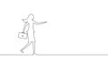 Businesswoman pointing a finger forward. line drawing of female business leaders