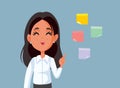 Businesswoman Pointing at Sticky notes Vector Cartoon Illustration