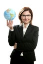 Businesswoman portrait with global map Royalty Free Stock Photo