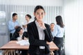 Businesswoman portrait and motion blur background. Habiliment