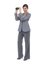 Businesswoman posing with binoculars Royalty Free Stock Photo