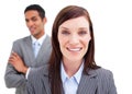 Businesswoman posing in front of her colleague Royalty Free Stock Photo