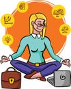 Businesswoman practicing mindfulness meditation. she is clearing her mind, releasing stressful thoughts and expressing her