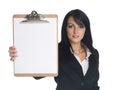 Businesswoman - presenting clipboard Royalty Free Stock Photo