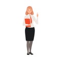 Businesswoman Presents Some Information And Gesticulates character Illustration Vector