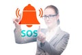 Businesswoman pressing SOS button in case of danger Royalty Free Stock Photo