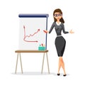 Businesswoman project strategy planning meeting. Woman showing a