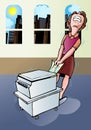 Businesswoman pull a paper jammed