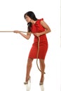 Businesswoman Pulling Rope