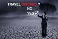 Businesswoman with question of travel insured
