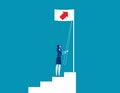 Businesswoman raise a growth flag. Concept business vector illustration, Direction, Up, Successful