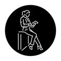 Businesswoman reading book color line icon. Female entrepreneur.