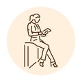 Businesswoman reading book color line icon. Female entrepreneur.