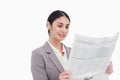 Businesswoman reading news paper Royalty Free Stock Photo