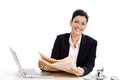 Businesswoman reading newspaper Royalty Free Stock Photo