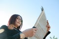 Businesswoman reading newspaper Royalty Free Stock Photo