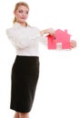 Businesswoman real estate agent paper house keys Royalty Free Stock Photo