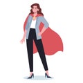 Businesswoman with red superhero cloak. Woman with a power