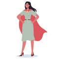 Businesswoman with red superhero cloak. Woman with a power