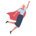 Businesswoman with red superhero cloak. Woman with a power