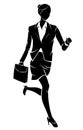 Businesswoman Running, Front View Silhouette