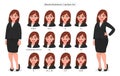 Businesswoman`s lip sync, animated phonemes collection for animation. Set of various mouth animation for female cartoon character Royalty Free Stock Photo