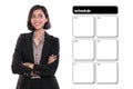 Businesswoman's schedule with copyspace