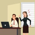 Businesswoman scream agressively at her employee.