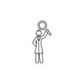 Businesswoman, searching icon. Element of independent woman line icon