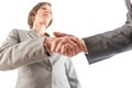 Businesswoman shaking hands with a businessman as they seal a de Royalty Free Stock Photo