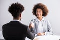 Businesswoman Shaking Hands With Male Applicant