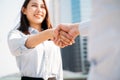 Businesswoman shaking hands with man Royalty Free Stock Photo