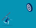 Businesswoman shooting aim target. Concept business vector, Achievement, Successful Royalty Free Stock Photo