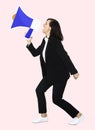 Businesswoman shouting through a megaphone